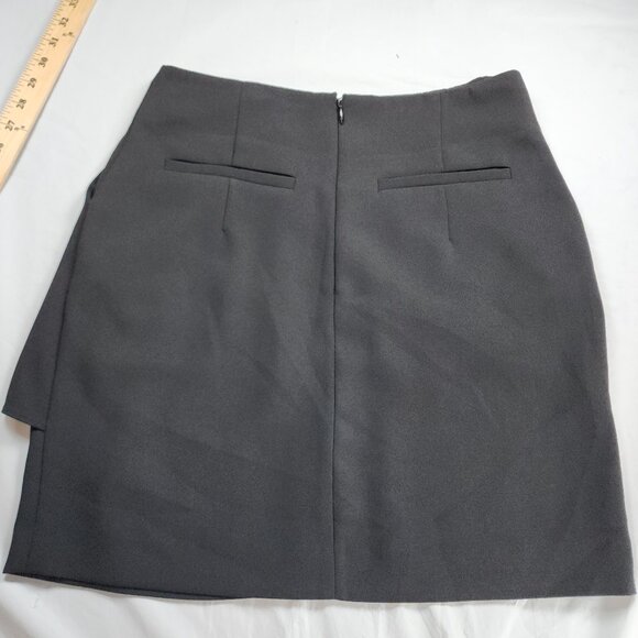The Kooples Black Pencil Mini Skirt with Draped Overlay Size 2 - Picture 11 of 13